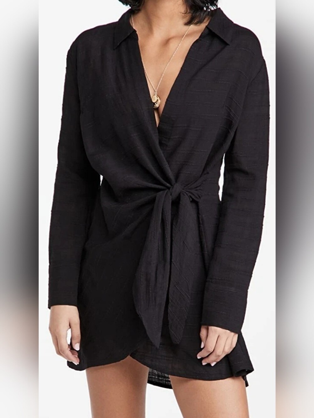 L*SPACE Daydream Tunic in Black, Medium, Beach Coverup, Long Sleeve